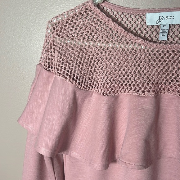 Jessica Simpson Mesh Ruffle Top - Picture 2 of 6